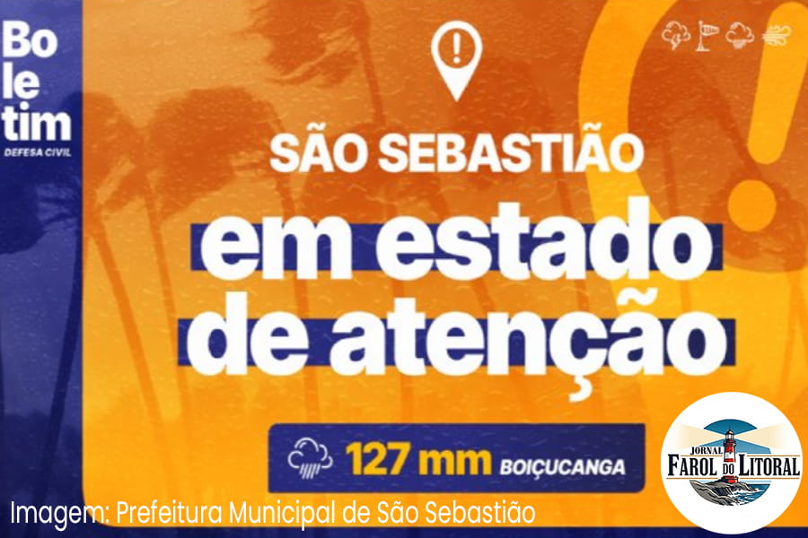São Sebastião decreta ‘Gabinete de Crise’ após chuva de 127mm em 6 horas na Costa Sul.