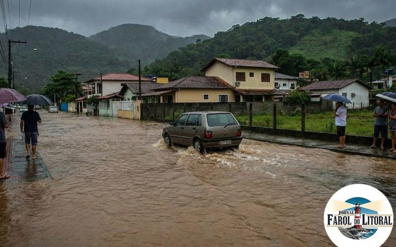 Defesa Civil em Alerta: chuva sem trégua causa alagamentos em Ubatuba.